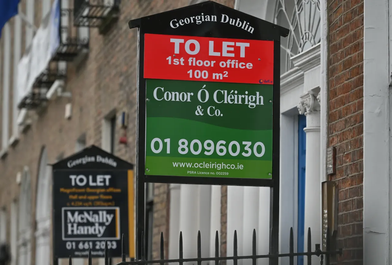 An estate agent's 'To Let' signs outside Georgian buildings in Dublin city center, Ireland. (Photo by Artur Widak/Anadolu Agency via Getty Images)