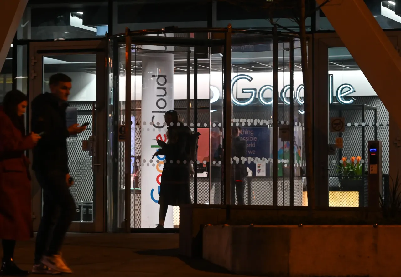 A view of the entrance to Google Cloud building in Grand Canal area, Dublin, Ireland on February 15, 2023. (Photo by Artur Widak/Anadolu Agency via Getty Images)