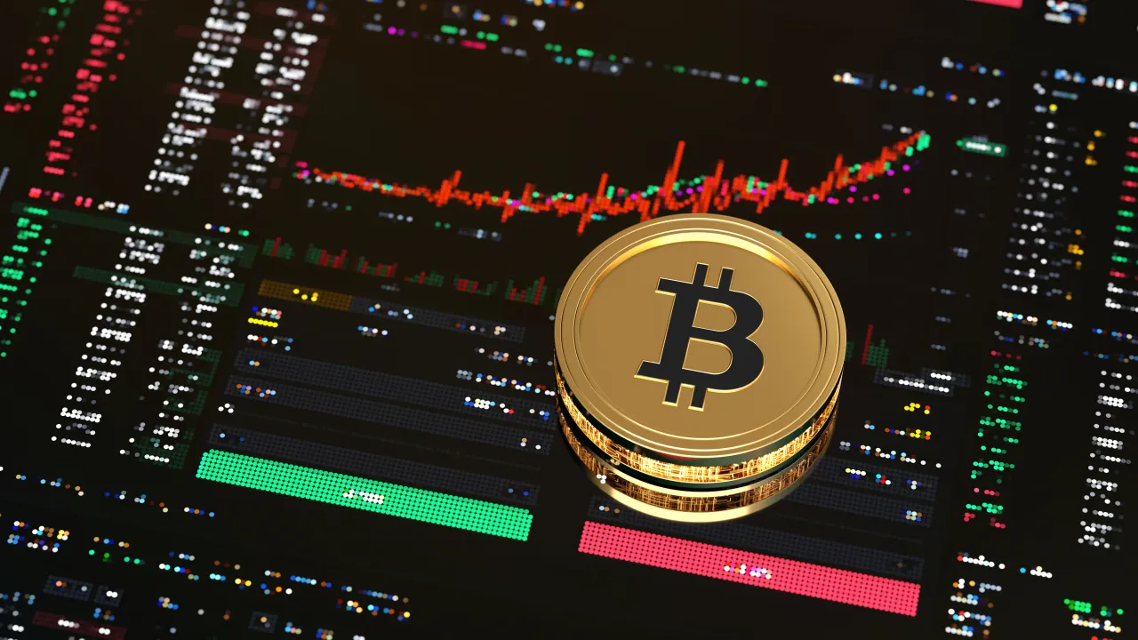 Abstract Bitcoin Cryptocurrency concept - stock photo