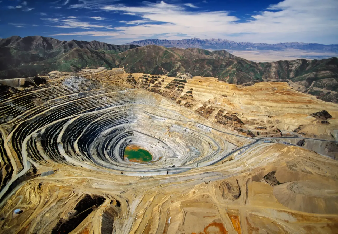 Aerial view of a copper mine in the U.S.