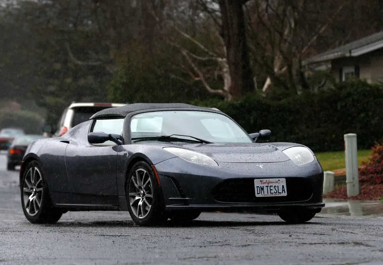 A Tesla Roadster in San Rafael, Calif. on Thursday, March 15, 2018. (Photo By Paul Chinn/The San Francisco Chronicle via Getty Images)
