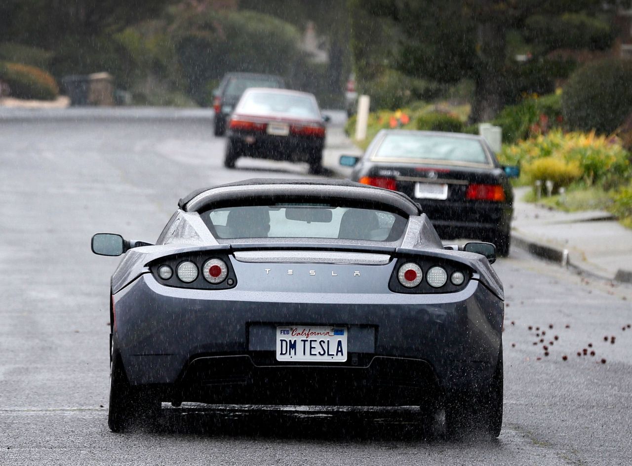 Dale Miller drives his original Tesla Roadster in San Rafael, Calif. on Thursday, March 15, 2018. Miller's Roadster, number 1191 off the assembly line, is the first of three Teslas he and his wife own. (Photo By Paul Chinn/The San Francisco Chronicle via Getty Images)