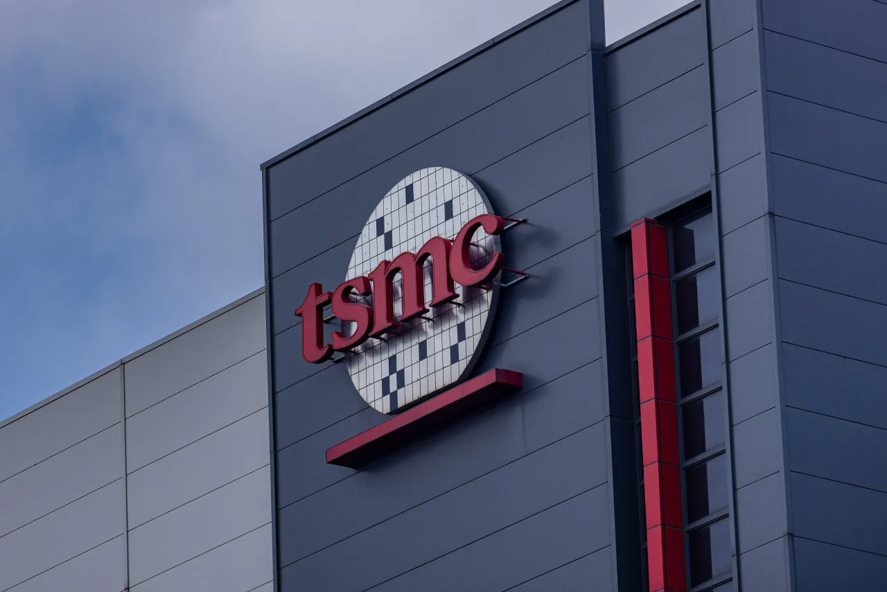 TSMC sinage outside the company's office in Hsinchu, Taiwan on September 16, 2022. (Photo by Annabelle Chih/Getty Images)