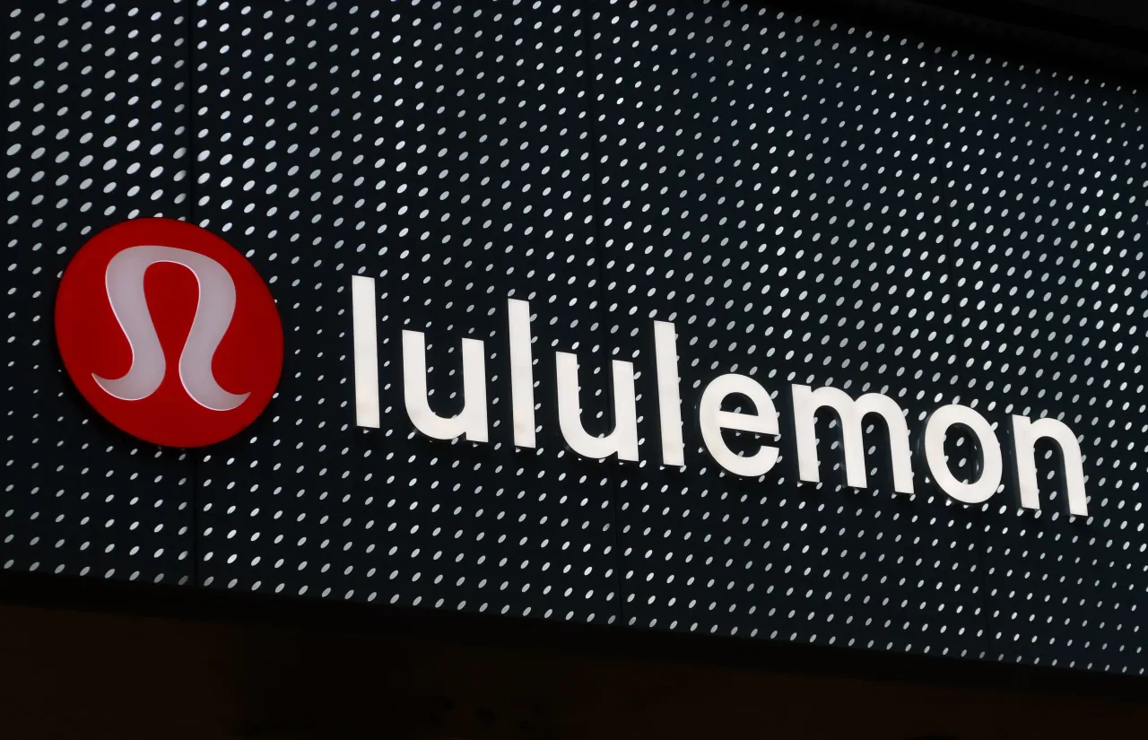  A Lululemon corporate logo hangs on the front of their store in Brookfield Place on June 21, 2023, in New York City. (Photo by Gary Hershorn/Getty Images)