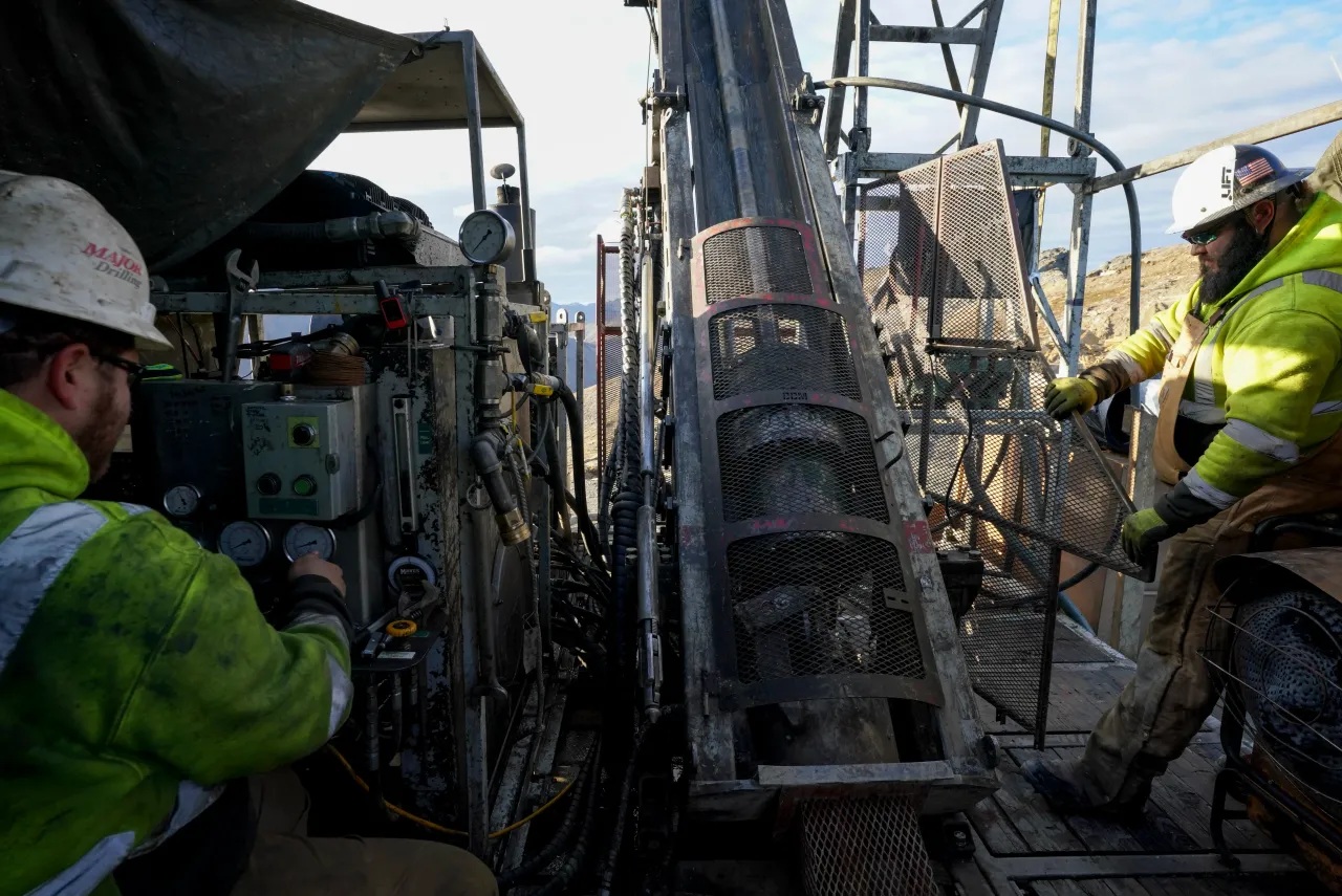 Miners work at a drilling site in Ambler Metal's Arctic deposit area on September 6, 2022 in Ambler Mining District, Alaska.