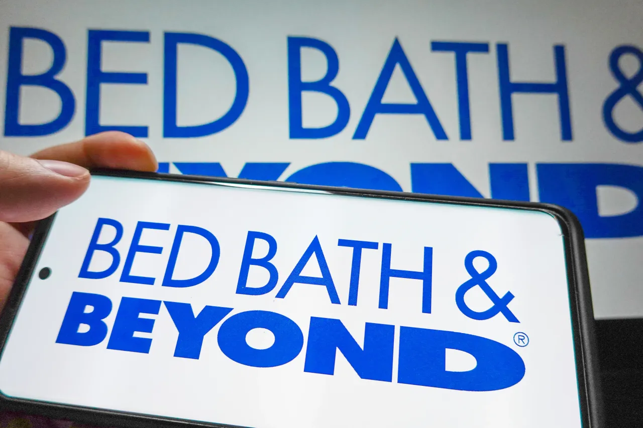 In this photo illustration, the Bed Bath & Beyond logo is displayed on the screen of a smartphone. (Photo Illustration by Sheldon Cooper/SOPA Images/LightRocket via Getty Images)