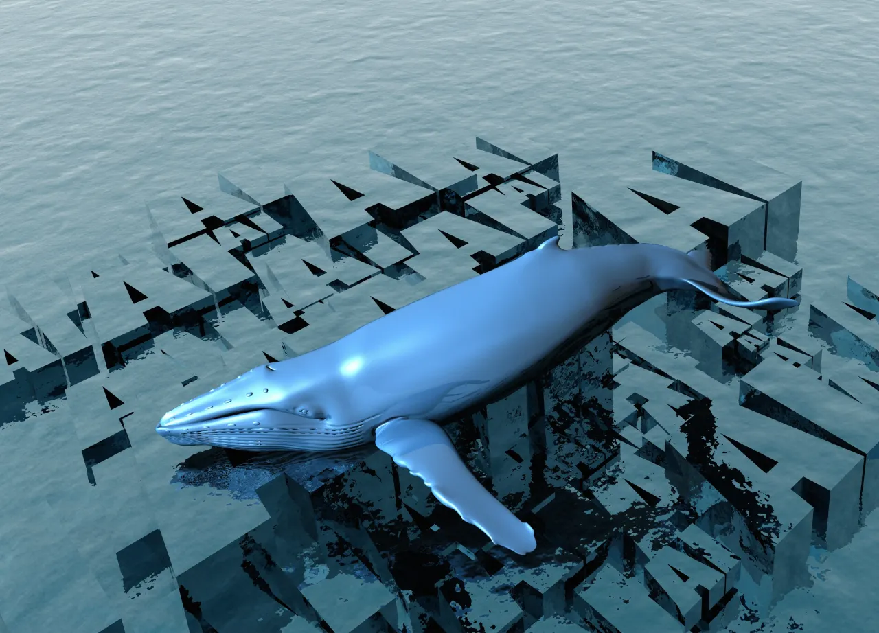 AI in whale communication, conceptual illustration - stock illustration