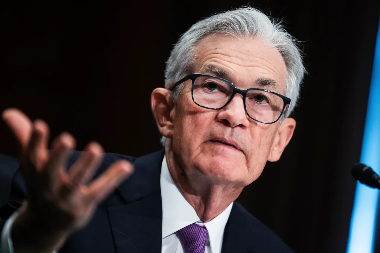 Federal Reserve Chairman Jerome Powell during a Senate committee hearing on Thursday, March 7, 2024. (Tom Williams/CQ-Roll Call, Inc via Getty Images)