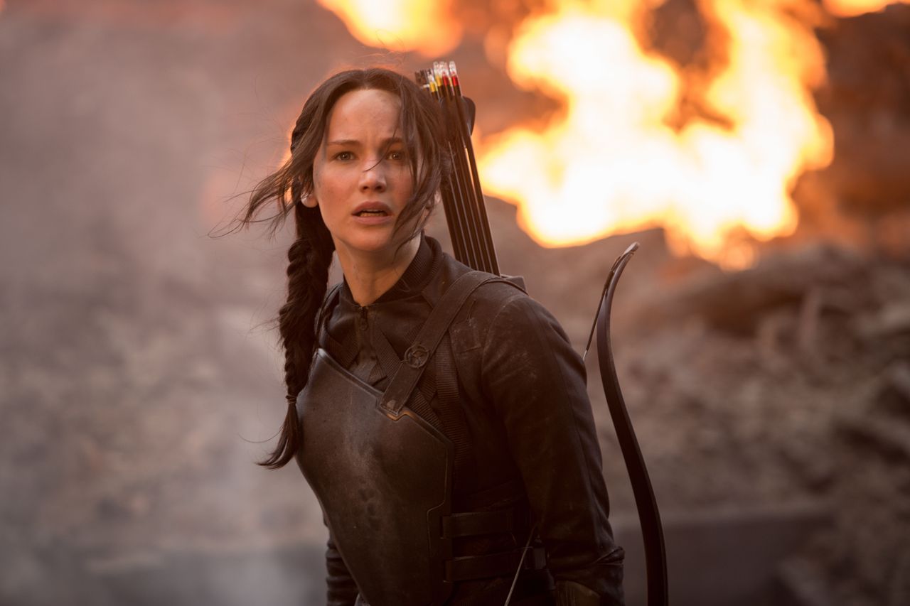 Actor Jennifer Lawrence on the set of the film "The Hunger Games: Mockingjay Part II", Berlin, Germany, 2013. {Photo by Murray Close/Getty Images}