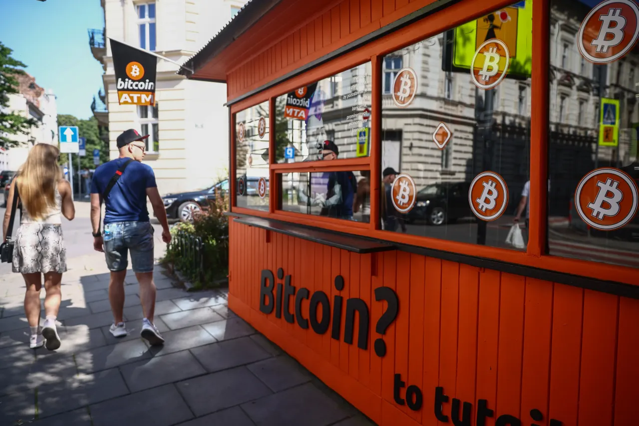 A Bitcoin ATM kiosk in Krakow, Poland on July 26, 2024. (Photo by Beata Zawrzel/NurPhoto via Getty Images)