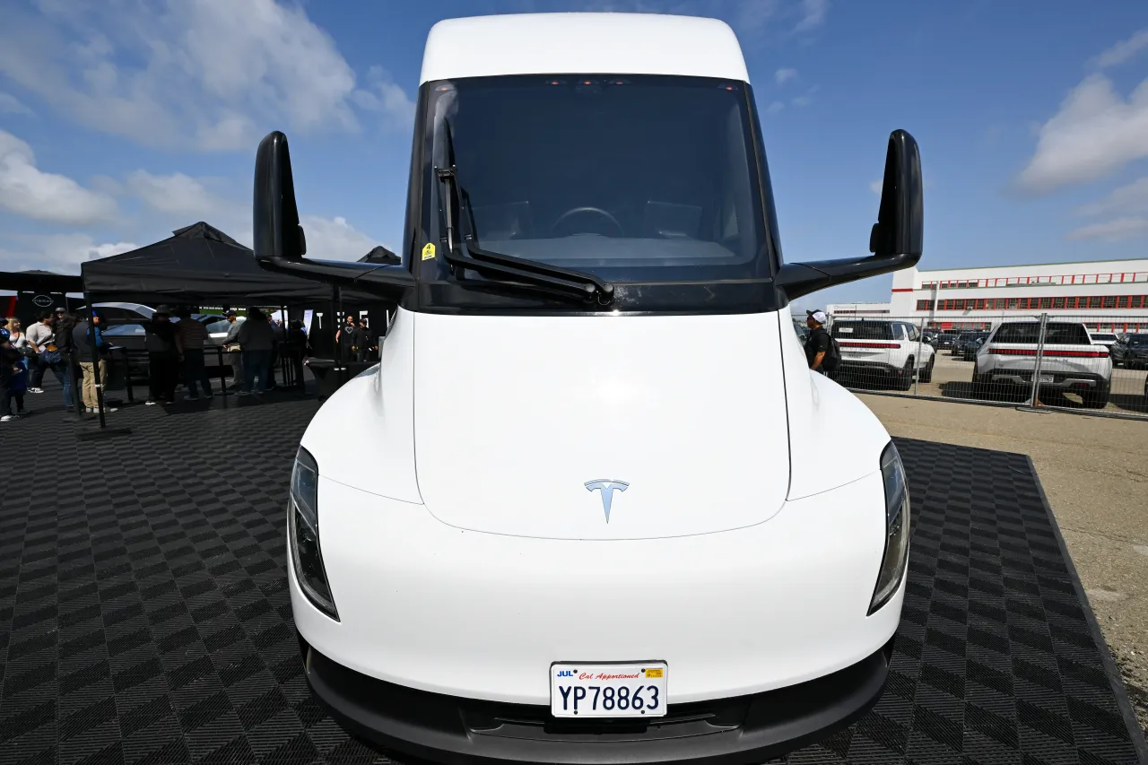 A view of Tesla Semi-Truck at Electrify Expo San Francisco, the largest electric vehicles (EV) event in North America is held in Alameda, California, United States on August 24, 2024. (Photo by Tayfun Coskun/Anadolu via Getty Images)