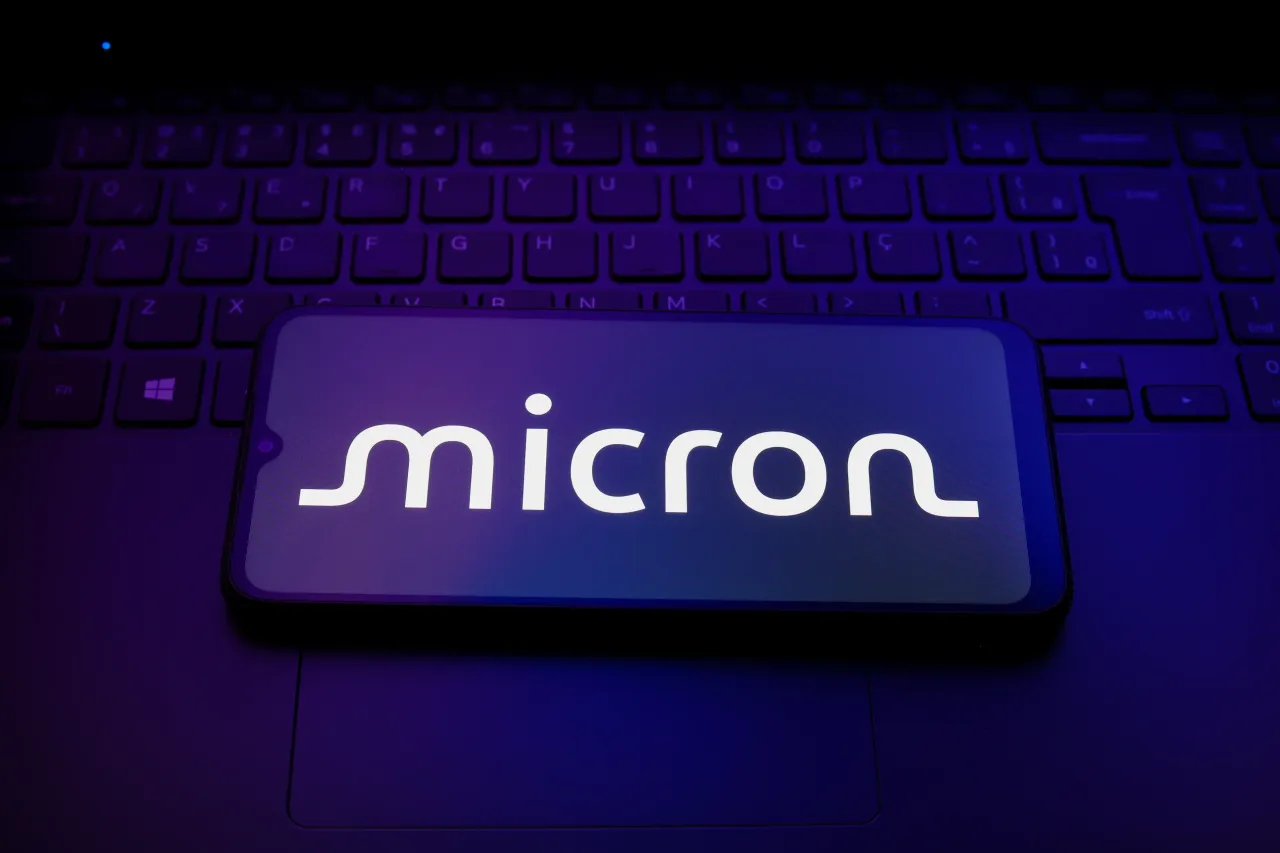 The Micron Technology logo appears on a smartphone screen in this illustration photo in Reno, United States, on December 17, 2024. 