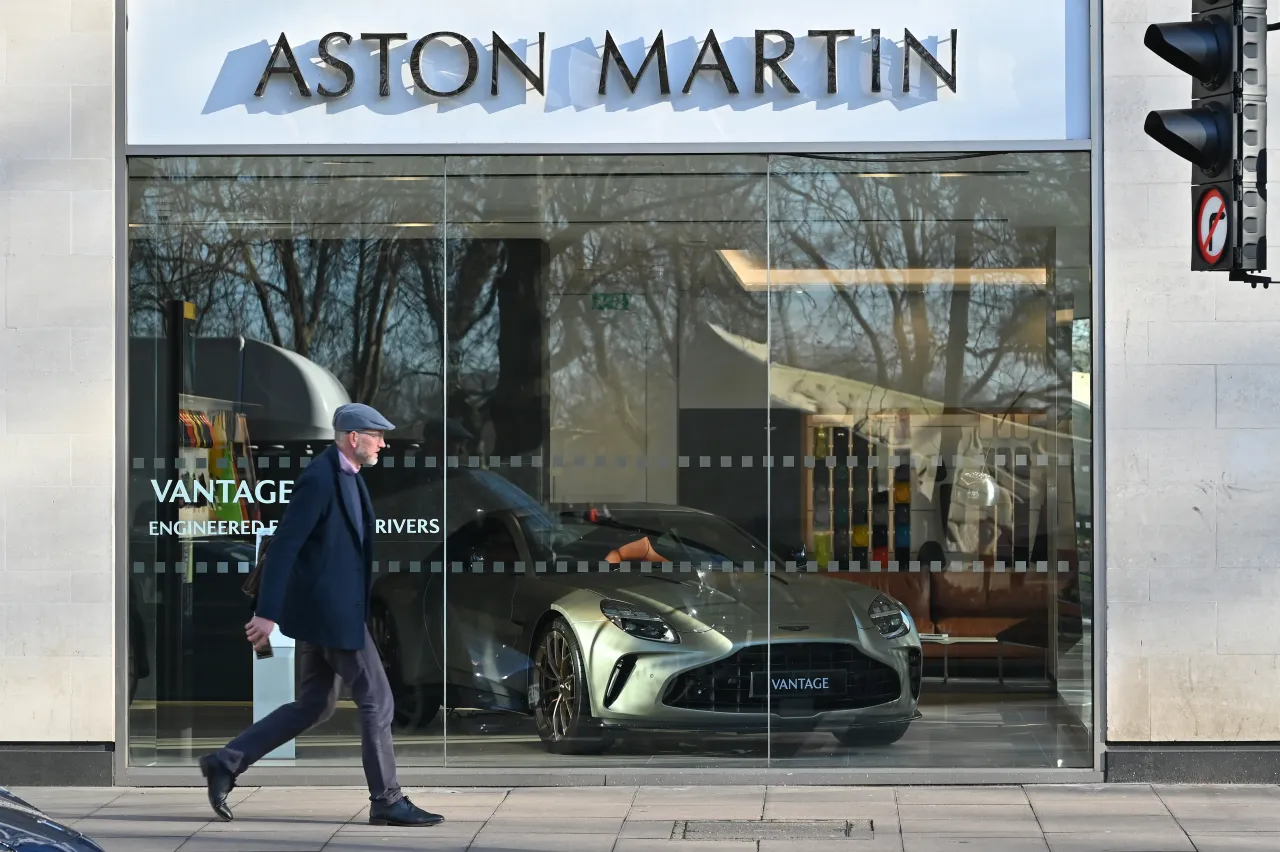 An Aston Martin Vantage is displayed in the Mayfair showroom on Park Lane on January 09, 2025 in London, England. (Photo by John Keeble/Getty Images)