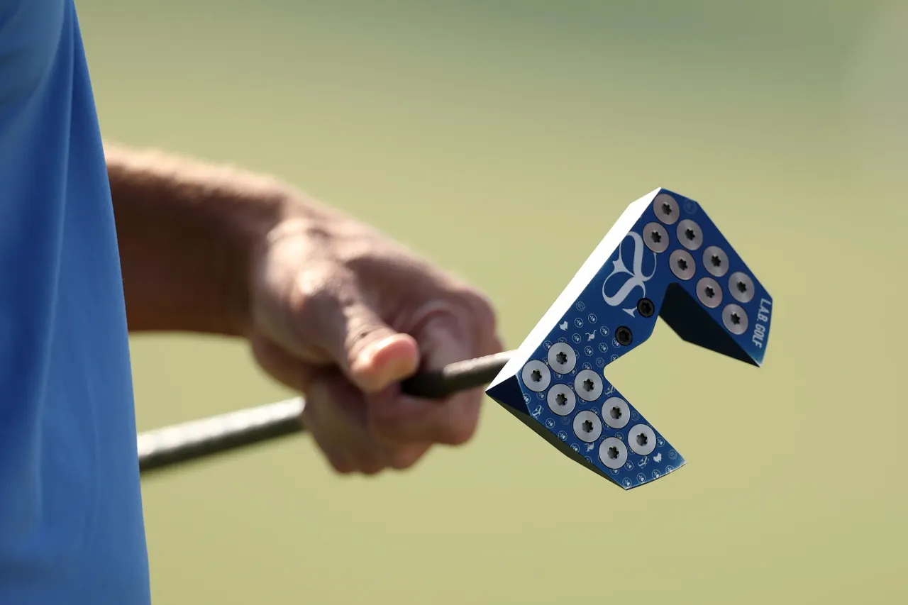 A detailed view of the L.A.B Golf putter of Adam Scott of Australia prior to the Hero Dubai Desert Classic at Emirates Golf Club on January 14, 2025 in Dubai, United Arab Emirates. (Photo by Richard Heathcote/Getty Images)