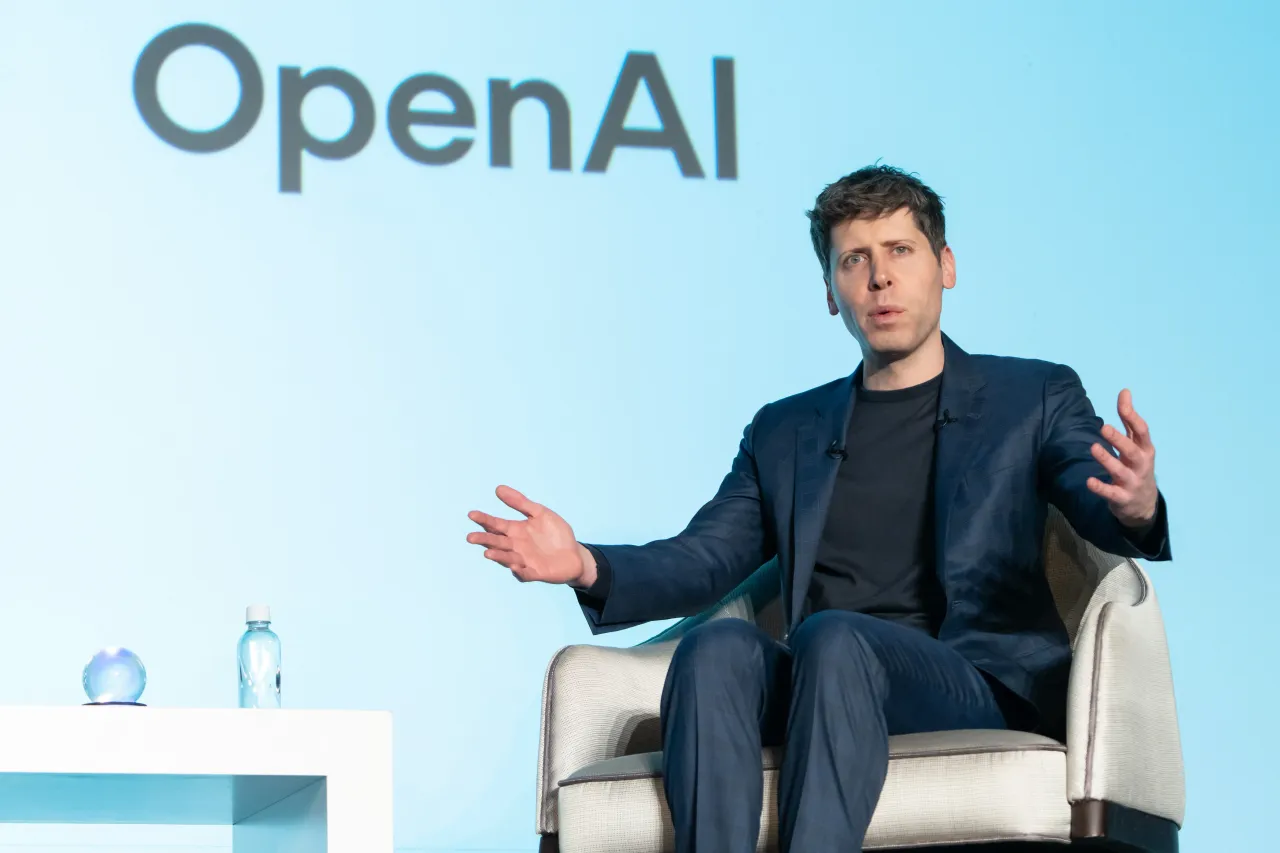 Open AI CEO Sam Altman speaks during a talk session with SoftBank Group CEO Masayoshi Son at an event in Tokyo, Japan, on February 03, 2025. (Photo by Tomohiro Ohsumi/Getty Images)