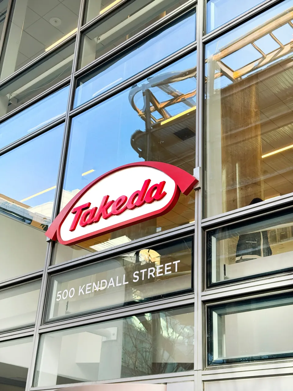 Takeda Pharmaceutical Company, building exterior with company sign, 500 Kendall Street, Cambridge, Massachusetts, USA. (Photo by: Plexi Images/GHI/UCG/Universal Images Group via Getty Images)
