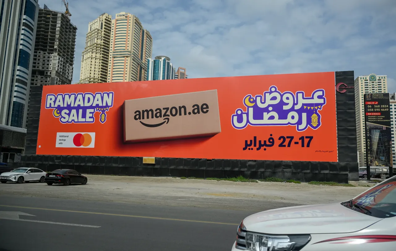 An Amazon advertisement for Ramadan Sale near Dubai International Airport on February 27, 2025, in Dubai. (Photo by Horacio Villalobos Corbis/Corbis via Getty Images)