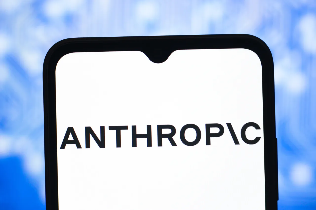 In this photo illustration, the Anthropic logo is seen displayed on a smartphone screen. 