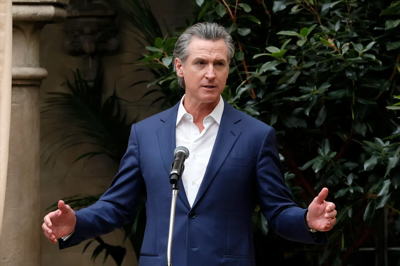 Gavin Newsom speaks onstage during the Vogue World: Hollywood Press Announcement at Chateau Marmont on March 26, 2025 in Los Angeles, California. (Photo by Frazer Harrison/WireImage)
