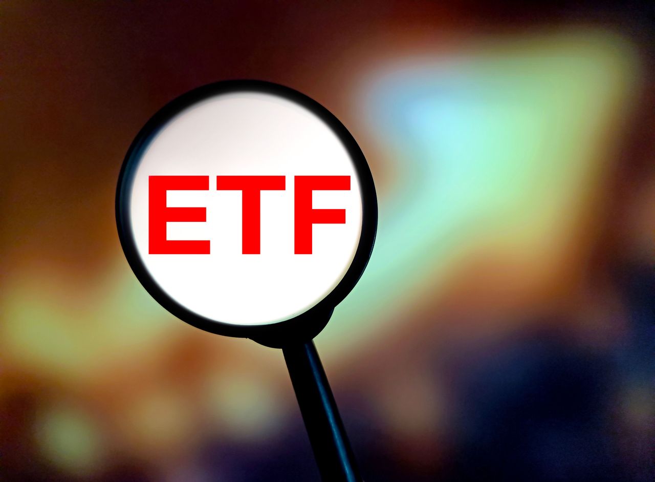 An illustration photo shows the words ETF (Exchange Traded Fund) inside a smartphone in Suqian, Jiangsu province, China on April 9, 2025. (Photo credit should read CFOTO/Future Publishing via Getty Images)