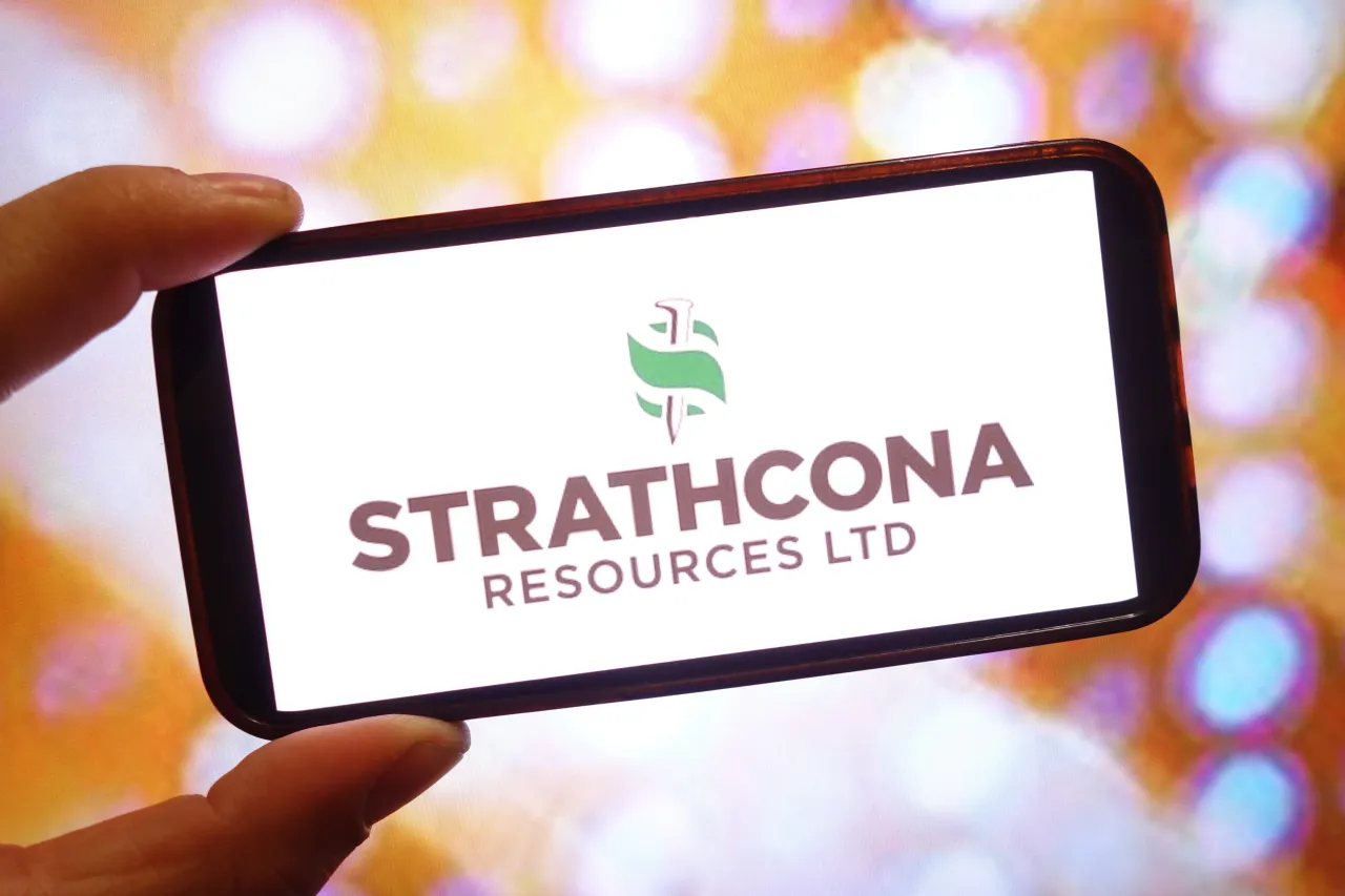 In this photo illustration, the Strathcona Resources company logo is seen displayed on a smartphone screen. 