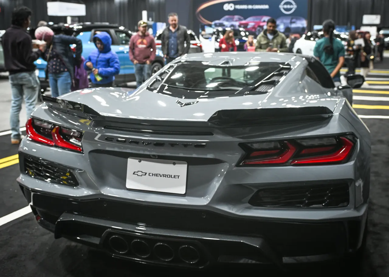 A new 2025 Chevrolet Corvette on display at the Edmonton Motor Show on April 13, 2025, in Edmonton, Alberta, Canada. (Photo by Artur Widak/NurPhoto via Getty Images)