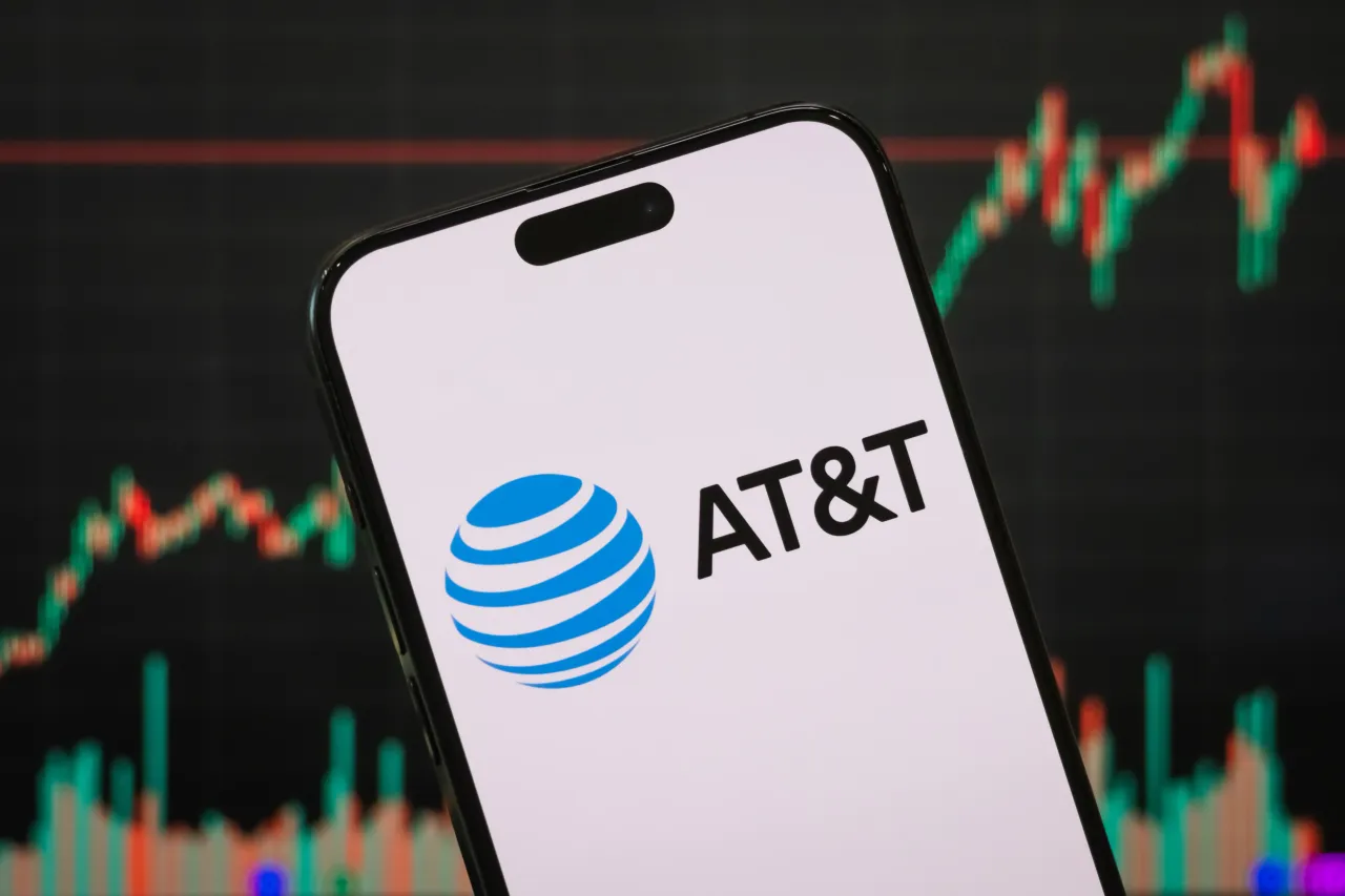  In this photo illustration, the logo of AT&T Inc. is displayed on a smartphone screen.