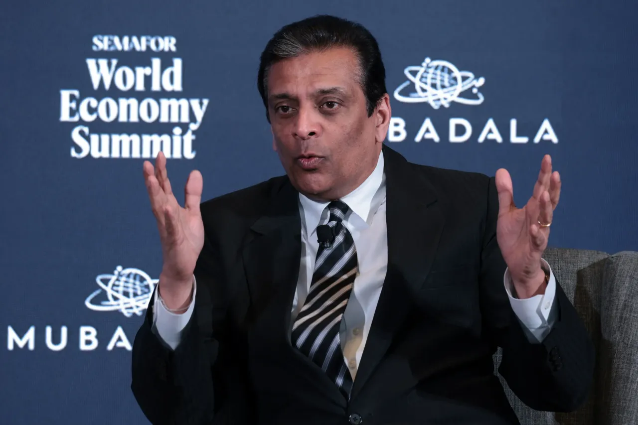 President and CEO of FedEx Corporation Raj Subramaniam speaks during the Semafor 2025 World Economy Summit at Conrad Washington on April 24, 2025 in Washington, DC. 