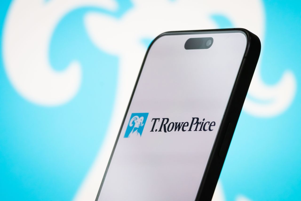 T. Rowe Price logo displayed on a smartphone in Chongqing, China, on April 26, 2025. (Photo illustration by Cheng Xin/Getty Images)
