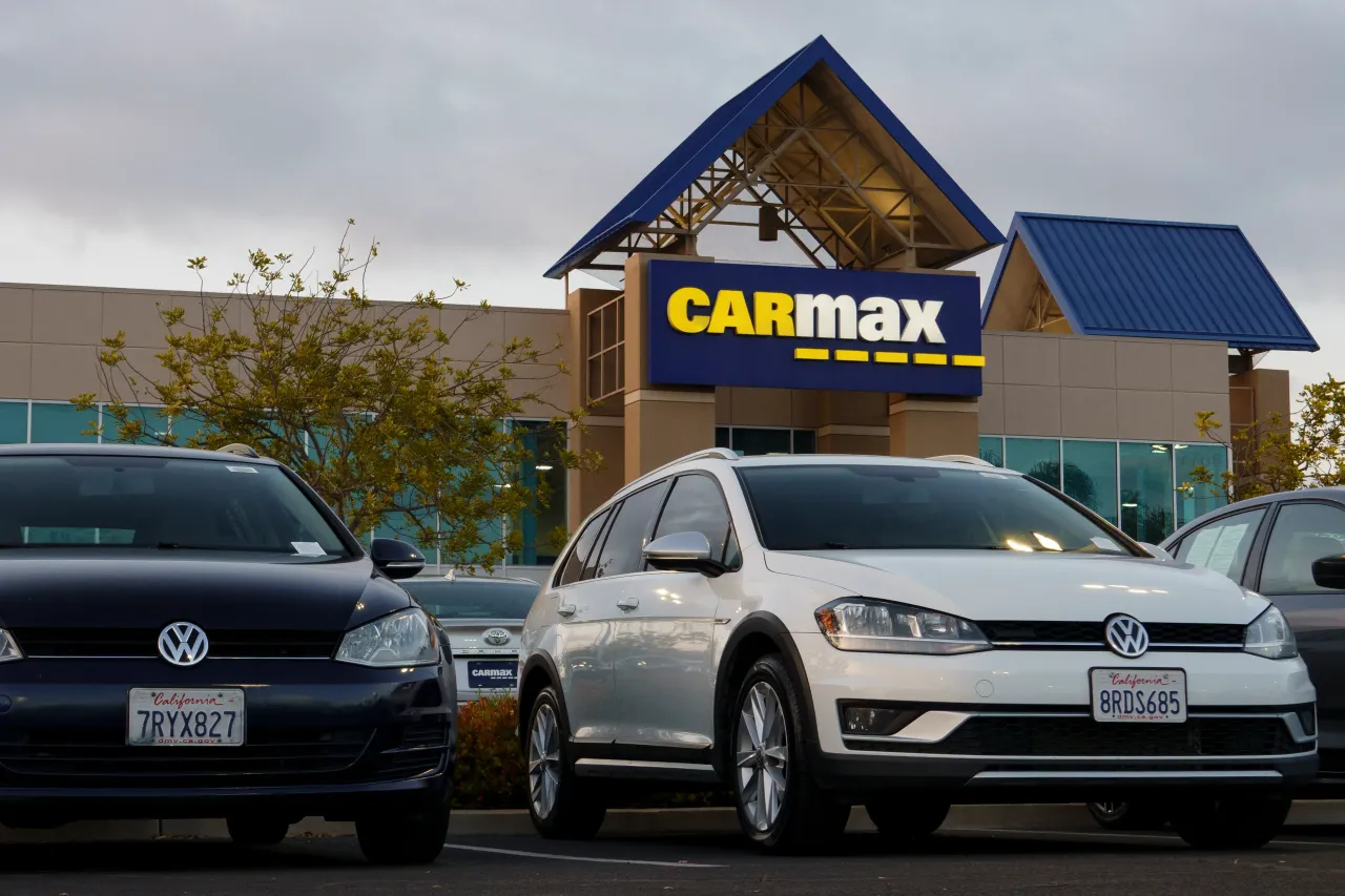 Volkswagens and other used vehicles for sale at a CarMax dealership in San Diego, California. (Photo by Kevin Carter/Getty Images)