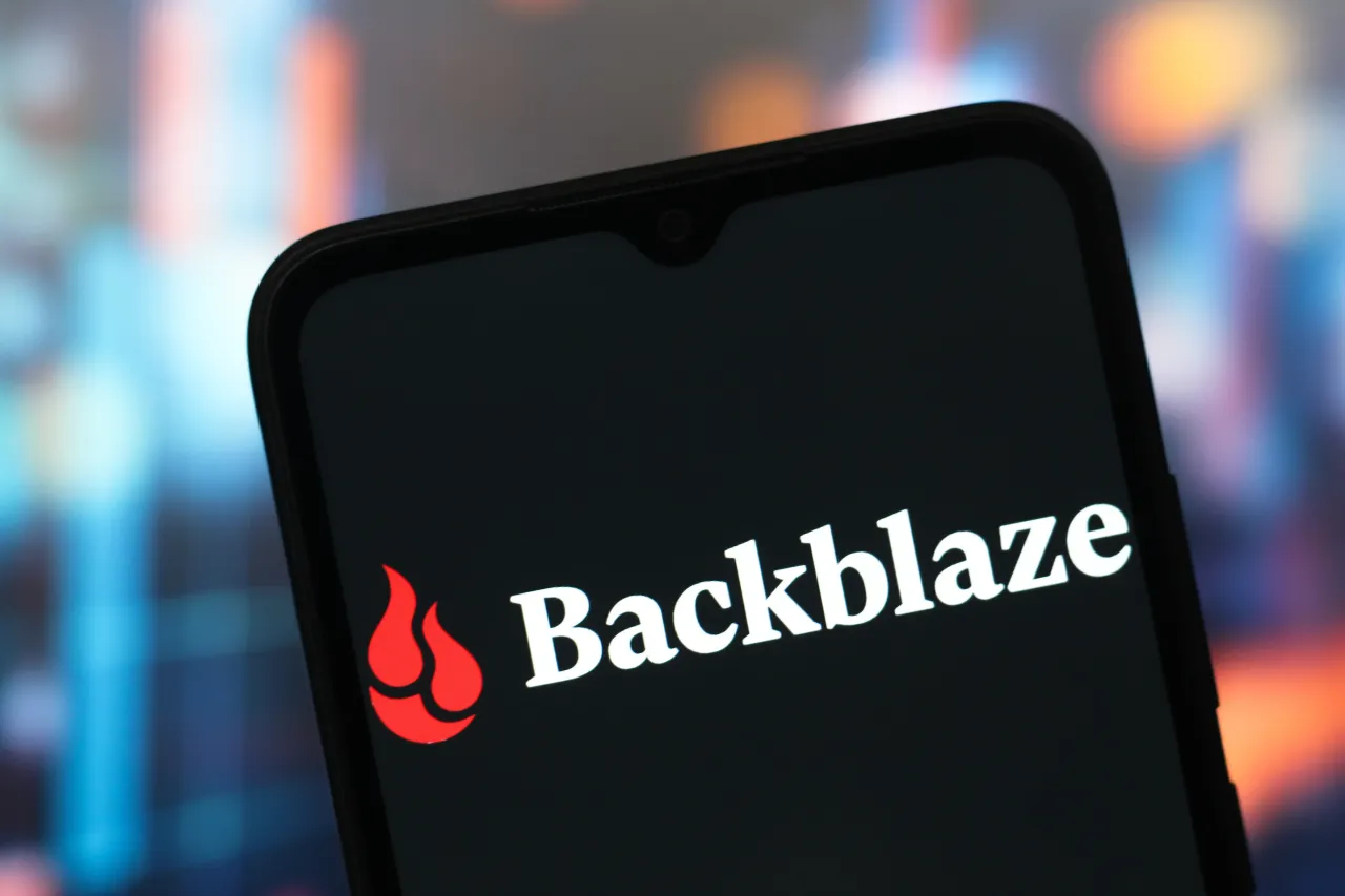 In this photo illustration, the Backblaze logo is seen displayed on a smartphone screen. (Photo Illustration by Thomas Fuller/SOPA Images/LightRocket via Getty Images)