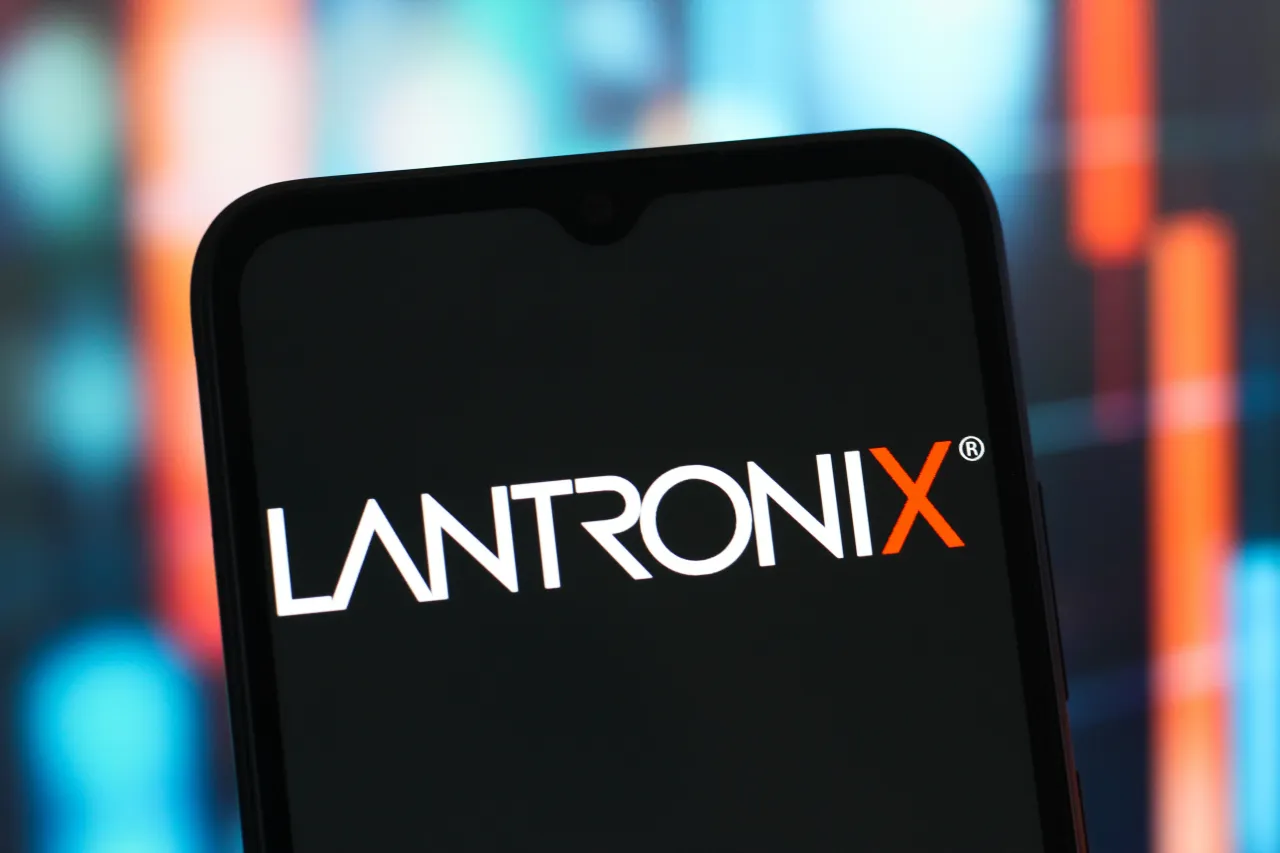 In this photo illustration, the Lantronix logo is seen displayed on a smartphone screen.