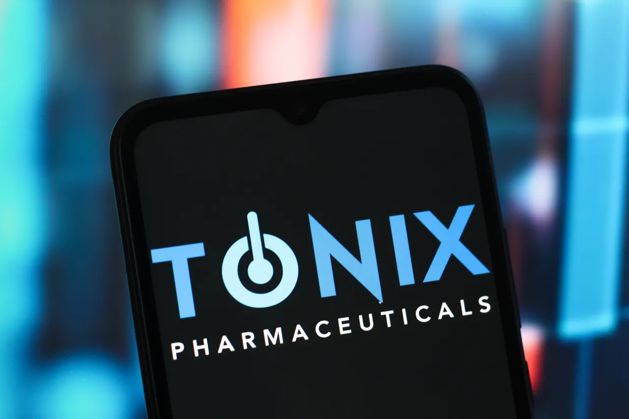 In this photo illustration, the Tonix Pharmaceuticals logo is seen displayed on a smartphone screen. (Photo Illustration by Thomas Fuller/SOPA Images/LightRocket via Getty Images)