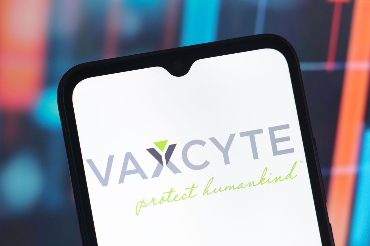 In this photo illustration, the Vaxcyte logo is seen displayed on a smartphone screen. (Photo Illustration by Thomas Fuller/SOPA Images/LightRocket via Getty Images)