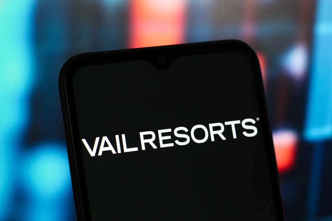 In this photo illustration, the Vail Resorts logo is seen displayed on a smartphone screen.