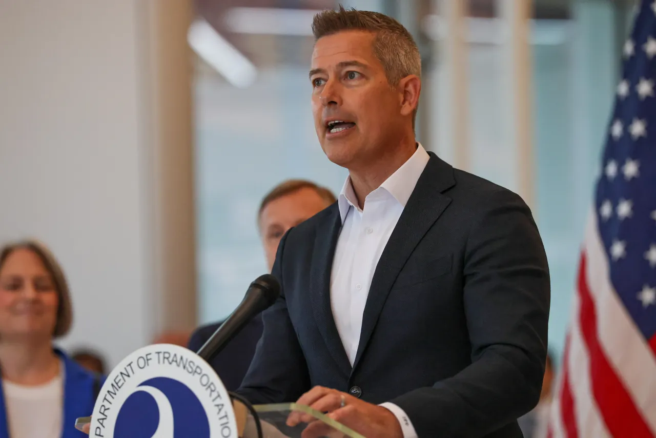 ransportation Secretary Sean Duffy holds a news conference at Newark Liberty International Airport on June 2, 2025.