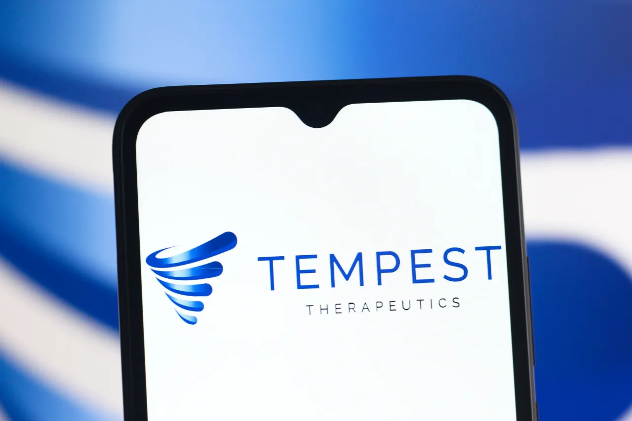 In this photo illustration, the Tempest Therapeutics logo is seen displayed on a smartphone screen. (Photo Illustration by Thomas Fuller/SOPA Images/LightRocket via Getty Images)