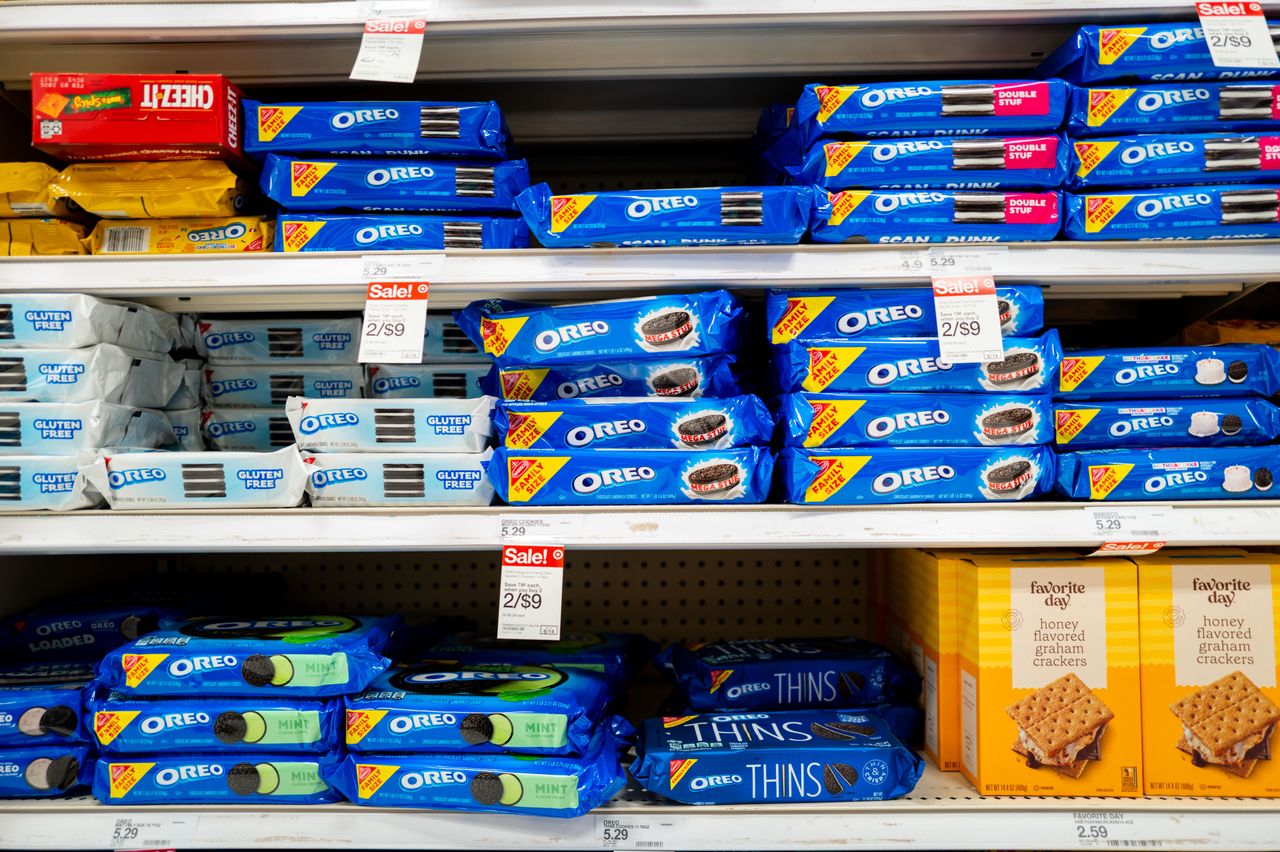 Bags of Oreos sit on shelves at a Target store in Austin, Texas.