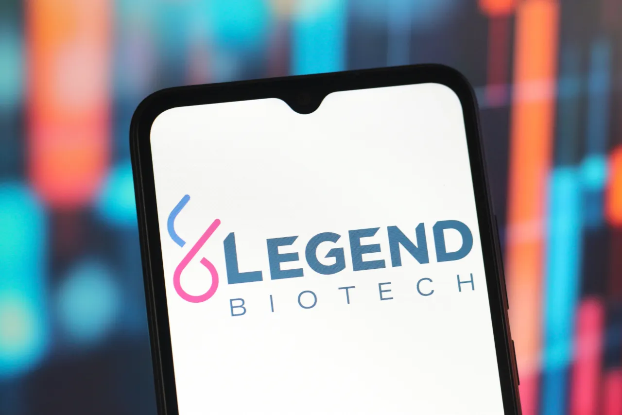 In this photo illustration, the Legend Biotech Corporation logo is seen displayed on a smartphone screen. (Photo Illustration by Thomas Fuller/SOPA Images/LightRocket via Getty Images)