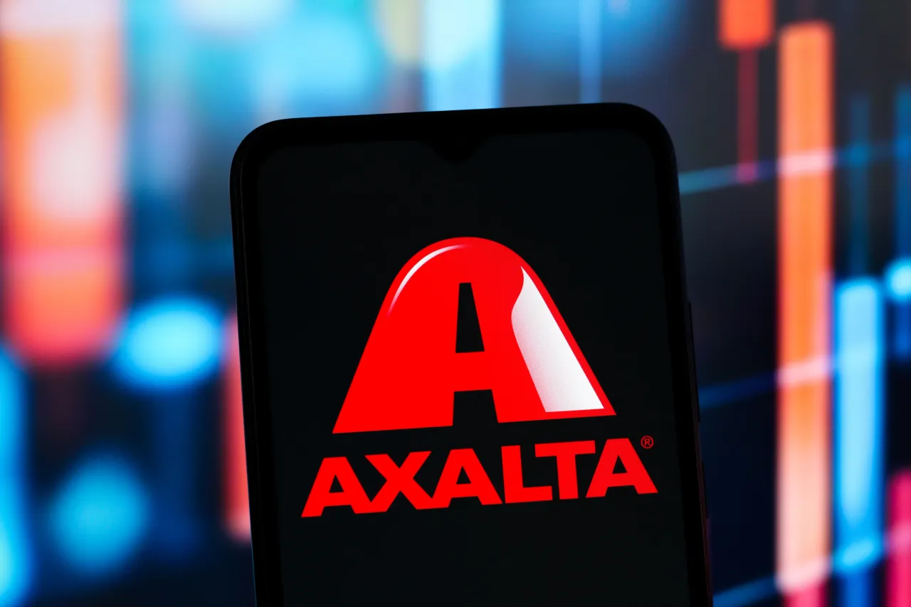 In this photo illustration, the Axalta Coating Systems logo is seen displayed on a smartphone screen. (Photo Illustration by Thomas Fuller/SOPA Images/LightRocket via Getty Images)