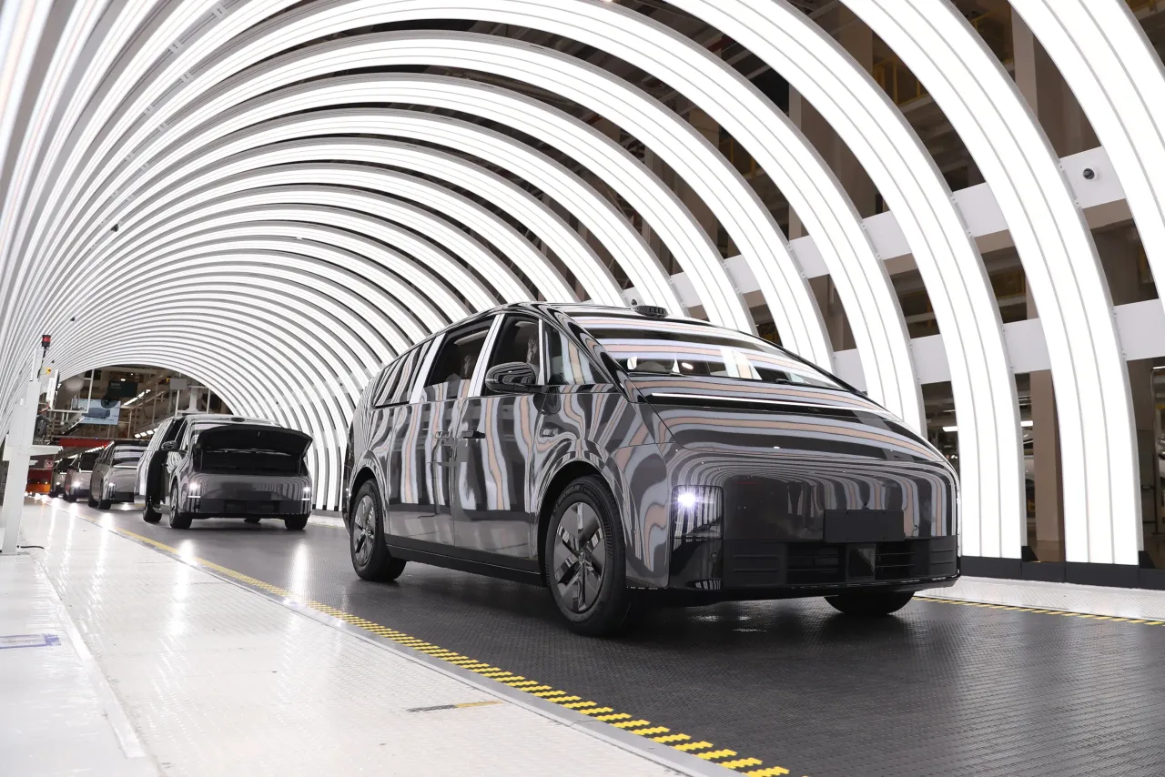 Li Mega all-electric MPV roll off the production line of Li Auto's Beijing plant on June 18, 2025 in Beijing, China. (Photo by Wang Ziru/China News Service/VCG via Getty Images)