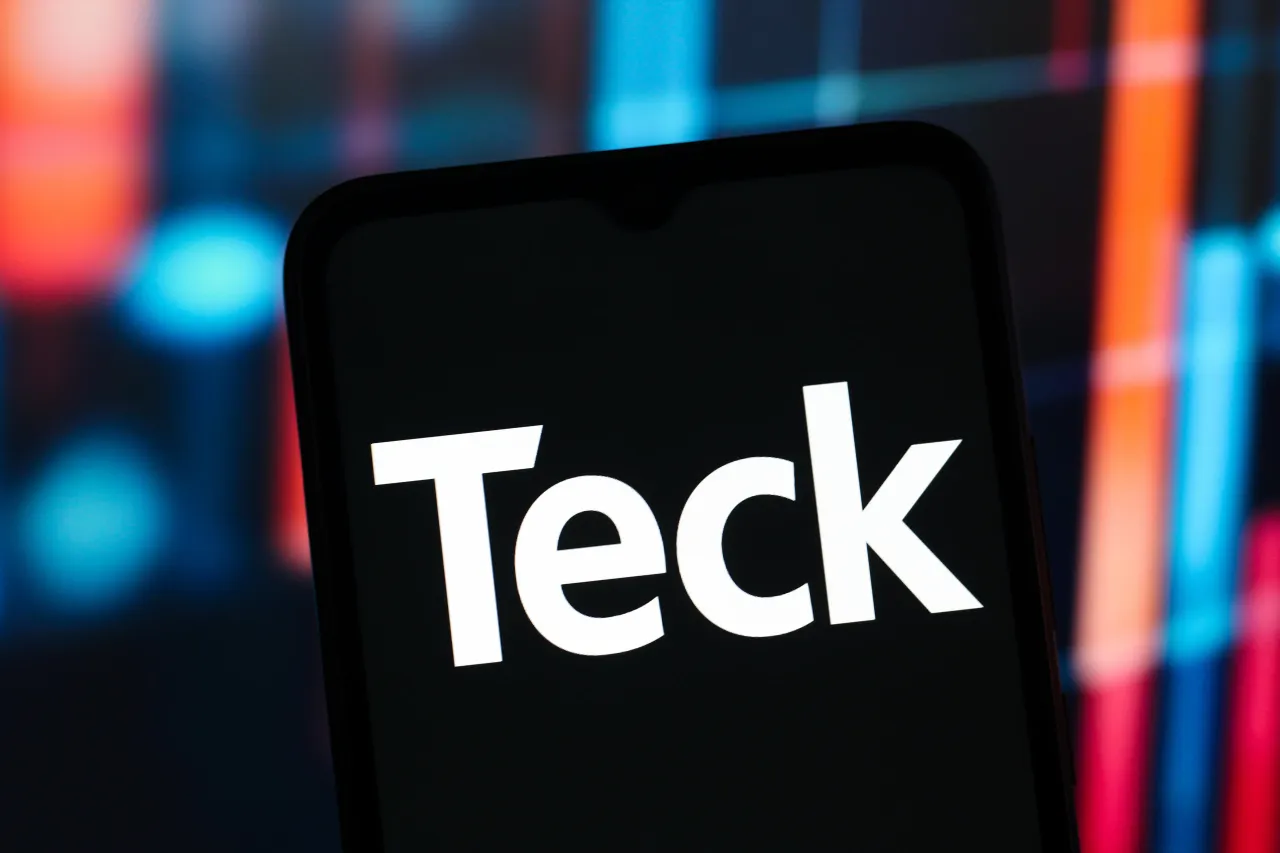  In this photo illustration, the Teck Resources Limited logo is seen displayed on a smartphone screen