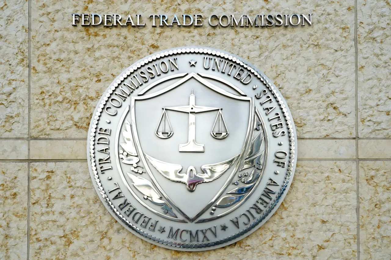 The Federal Trade Commission entrance is seen on July 09, 2025 in Washington, DC. (Leigh Vogel/Getty Images for Ian Madrigal)