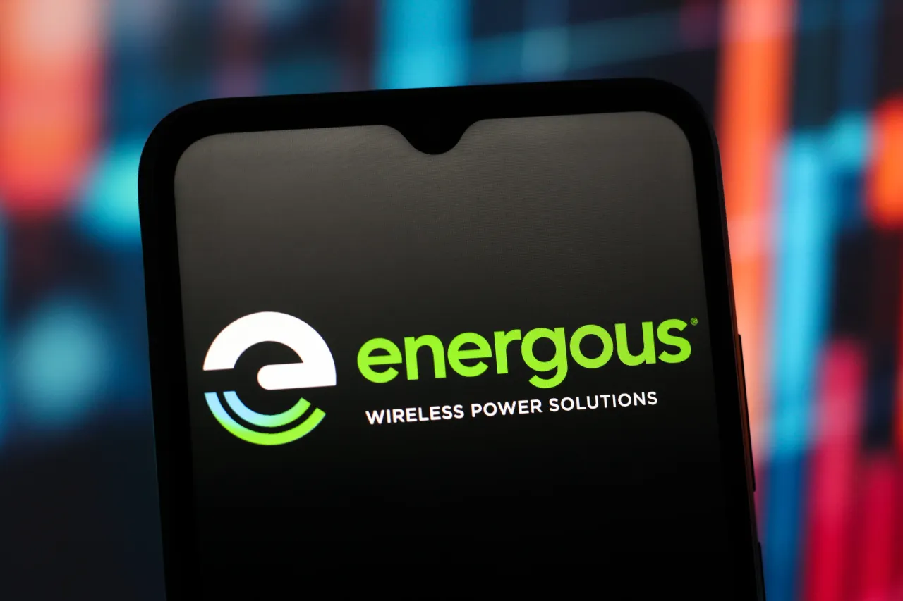 In this photo illustration, the Energous Corporation logo is seen displayed on a smartphone screen. (Photo Illustration by Thomas Fuller/SOPA Images/LightRocket via Getty Images)