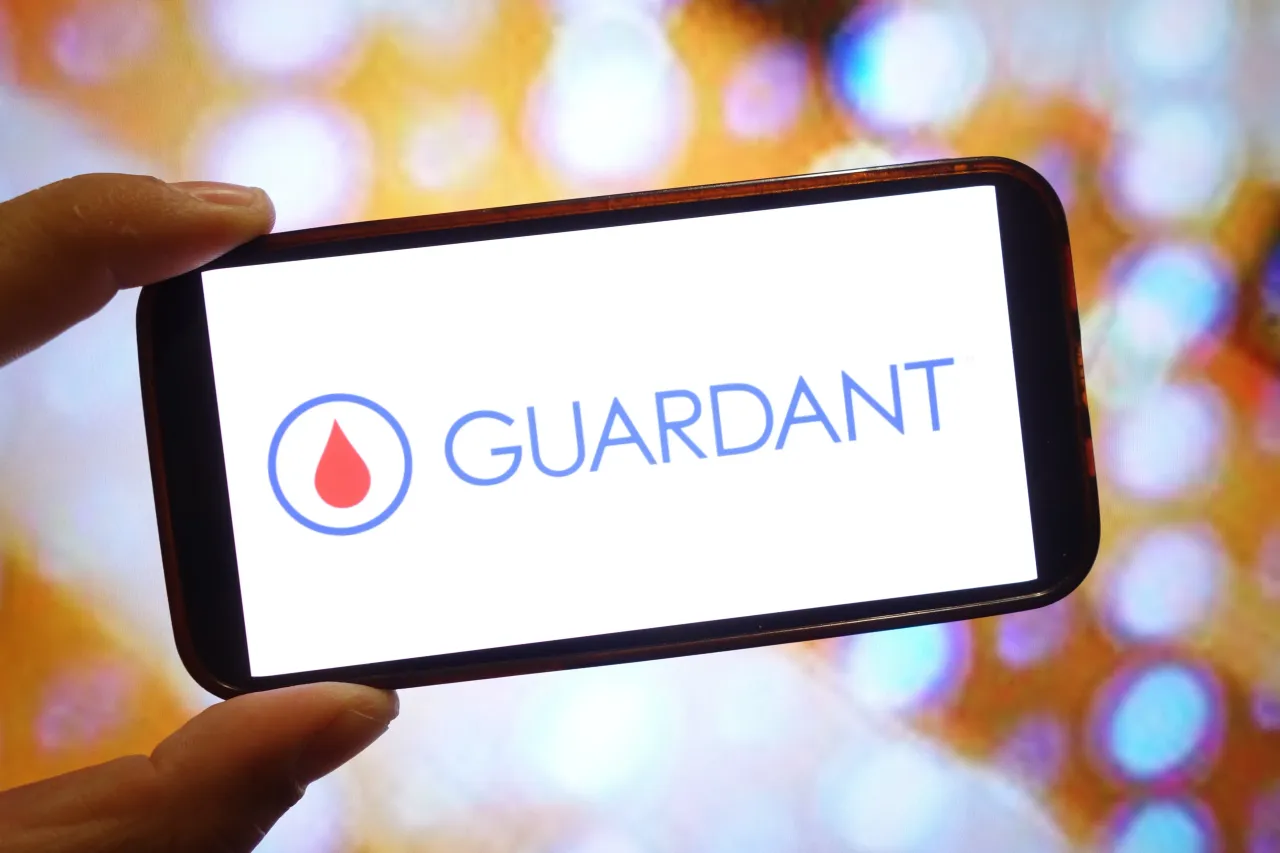 In this photo illustration, a Guardant Health company logo is seen displayed on a smartphone screen. (Photo Illustration by Piotr Swat/SOPA Images/LightRocket via Getty Images)