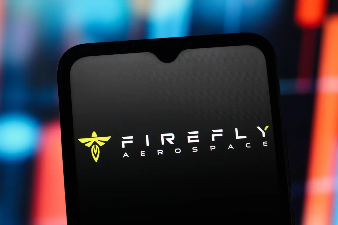 In this photo illustration, the Firefly Aerospace logo is seen displayed on a smartphone screen.