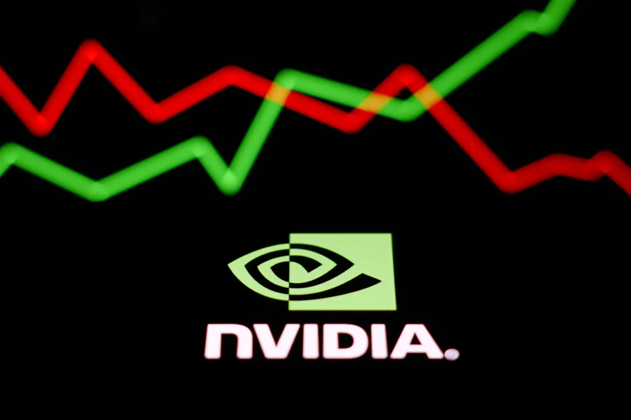 An illustrative stock graph displayed on a screen and Nvidia logo displayed on a phone screen. (Photo by Jakub Porzycki/NurPhoto via Getty Images)