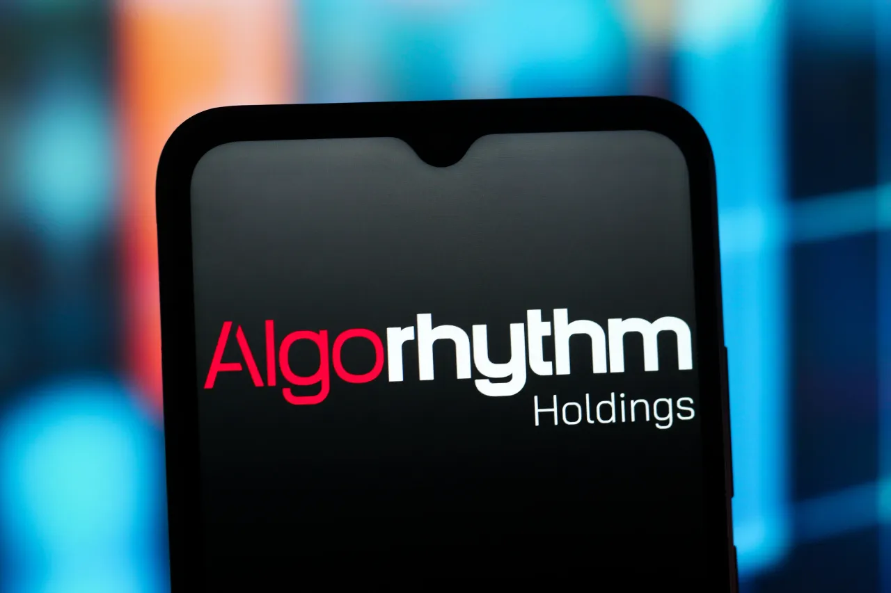 In this photo illustration, the Algorhythm Holdings logo is seen displayed on a smartphone screen. (Photo Illustration by Thomas Fuller/SOPA Images/LightRocket via Getty Images)