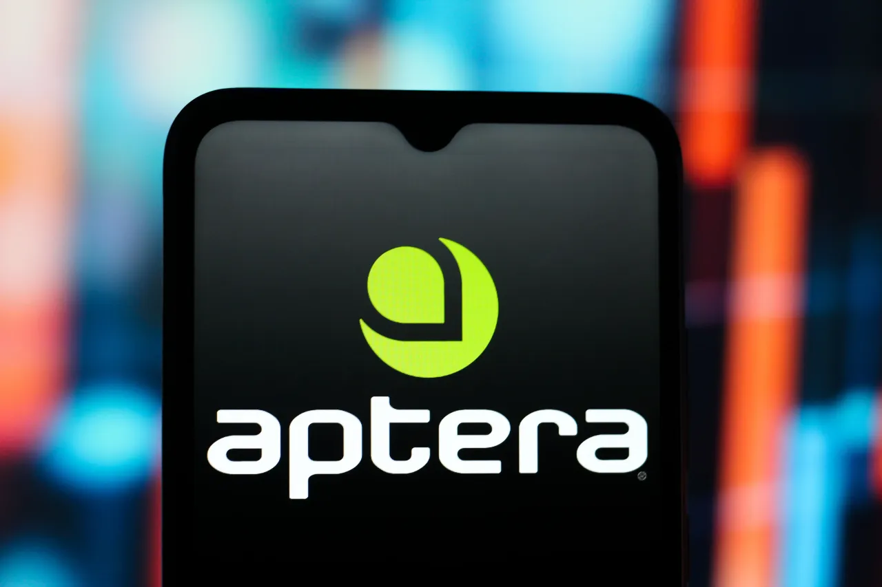 Aptera Motors logo is seen displayed on a smartphone screen. (Photo Illustration by Thomas Fuller/SOPA Images/LightRocket via Getty Images)