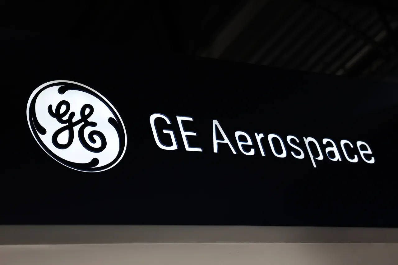 GE Aerospace logo is seen at the International Defence Industry Exhibition in Kielce, Poland.